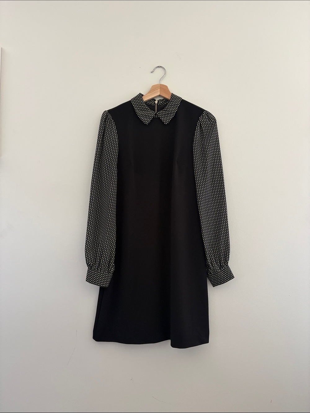 Tommy Hilfiger Black Dress with Polka Dot Collar and Sleeves